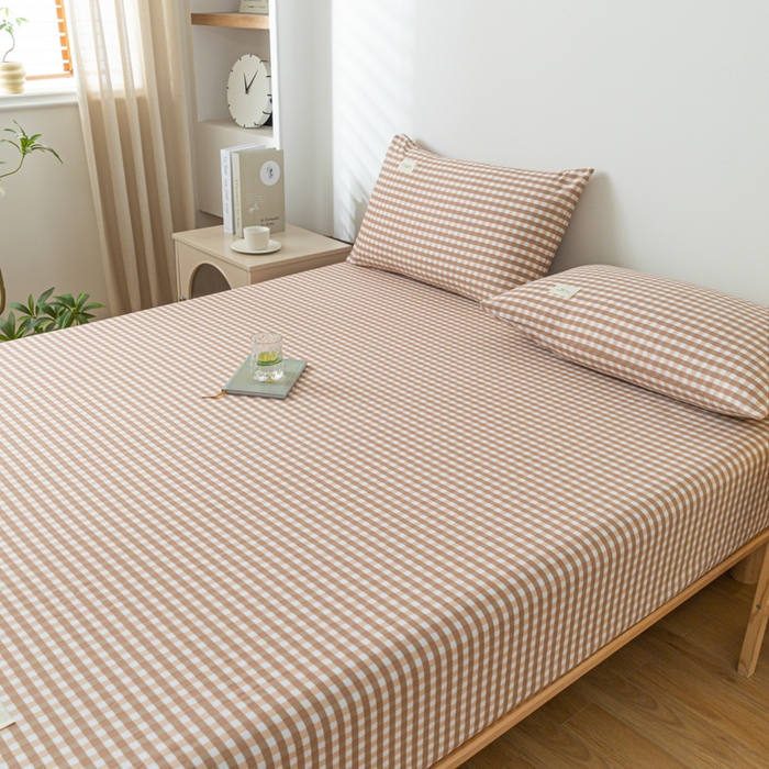 91家纺网 家纺一手货源 找家纺 梵克保罗 2025新款亲肤舒适全棉印花系列床笠 丁香粉格