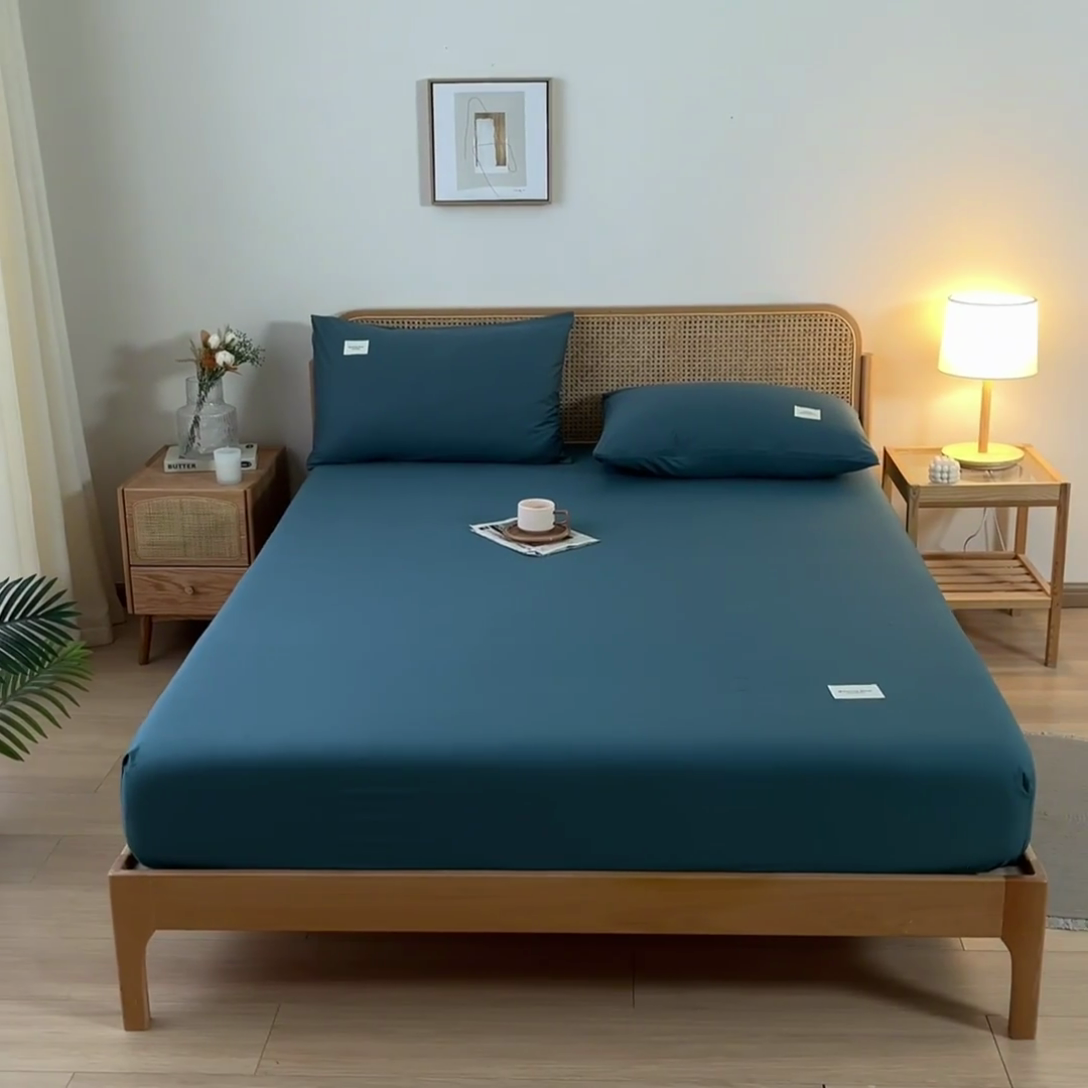 91家纺网 家纺一手货源 找家纺 梵克保罗 2025新款亲肤舒适全棉13372喷气床笠 墨子绿