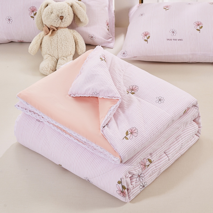 91家纺网 家纺一手货源 找家纺 穆琪 2025新款小花边印花夏被小清新夏凉被 浮花-小花边