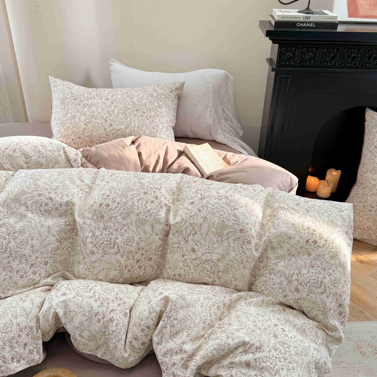 91家纺网 家纺一手货源 找家纺 时年家纺 2025春夏新款全棉纯棉有氧双层纱四件套-碎花系列 月满西楼