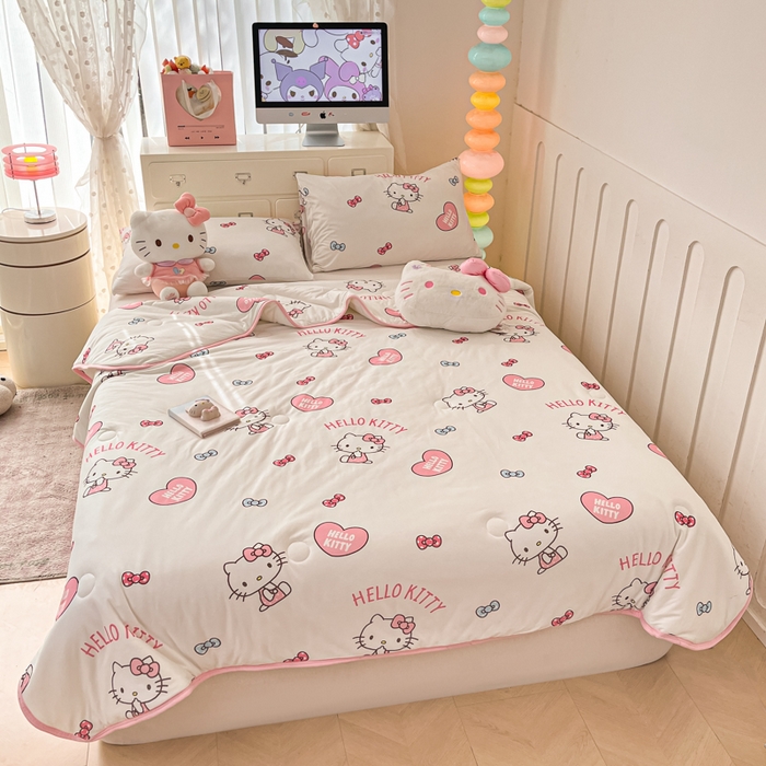 91家纺网 家纺一手货源 找家纺 暮思家居 2025新款正版授权三丽鸥A类牛奶针织棉夏被子被芯 针织棉-公主KT