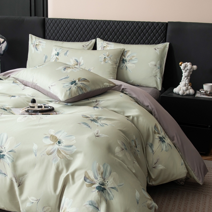 91家纺网 家纺一手货源 找家纺 氧家 2025新款60s贡缎长绒棉数码印花四件套（礼盒装） 香榭丽舍