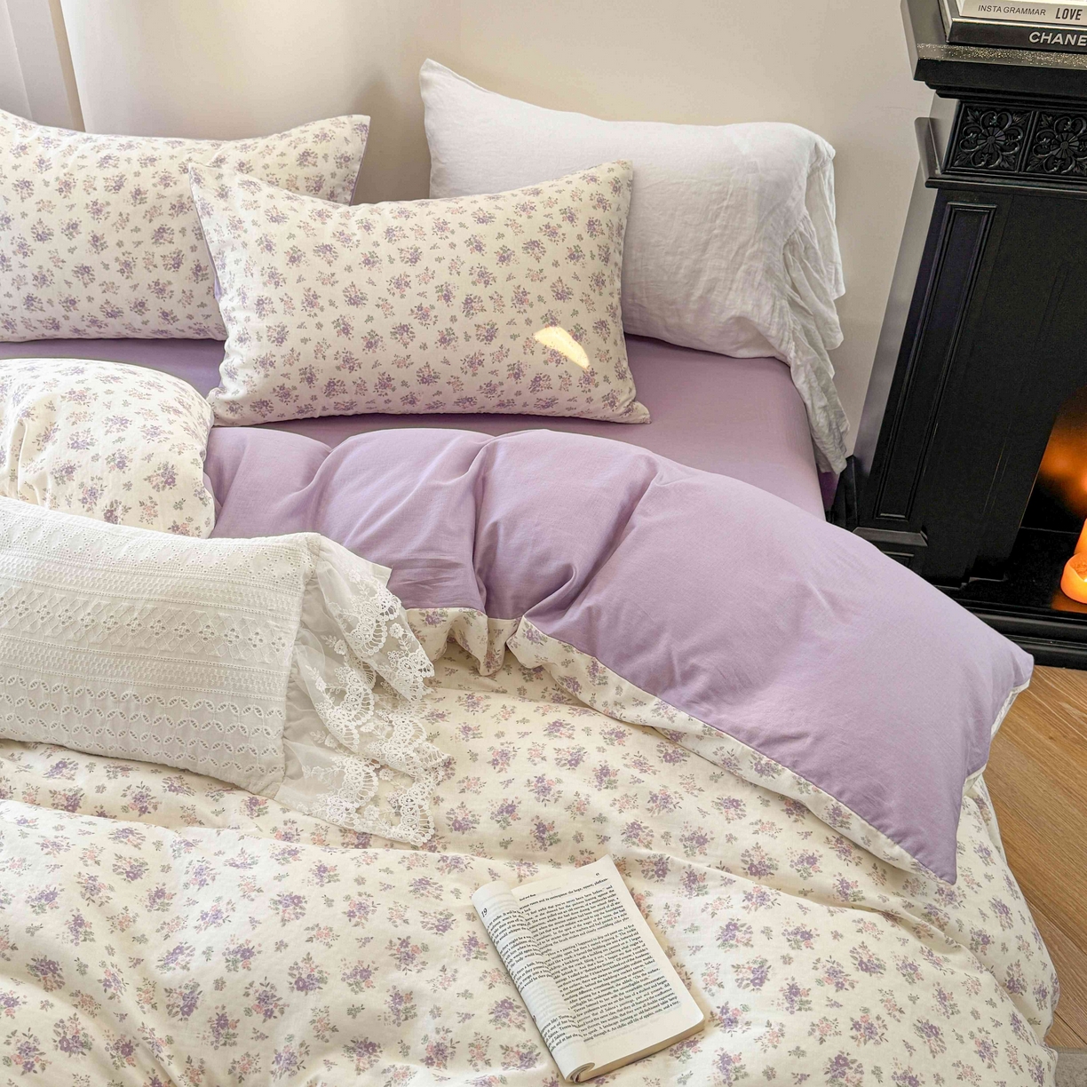 91家纺网 家纺一手货源 找家纺 时年家纺 2025春夏新款全棉纯棉有氧双层纱四件套-碎花系列 南风知意