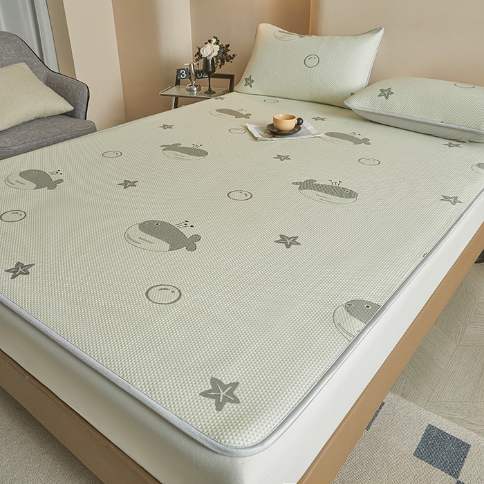 91家纺网 家纺一手货源 找家纺 柔品2025新款PE中分子凉感提花凉席系列 蓝鲸 灰-床席款