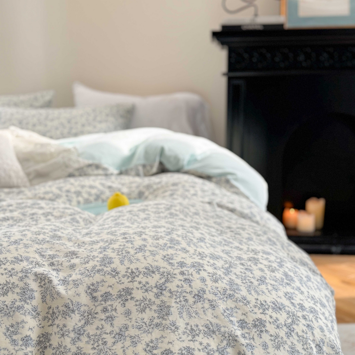 91家纺网 家纺一手货源 找家纺 时年家纺 2025春夏新款全棉纯棉有氧双层纱四件套-碎花系列 悠然南山