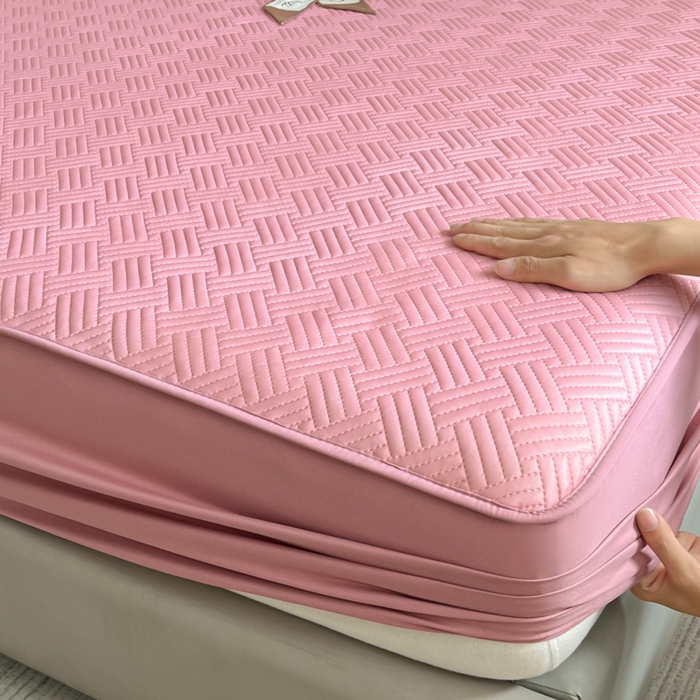 91家纺网 家纺一手货源 找家纺 梵克保罗 2025新款凉感丝床笠饼干系列凉席枕套 粉色