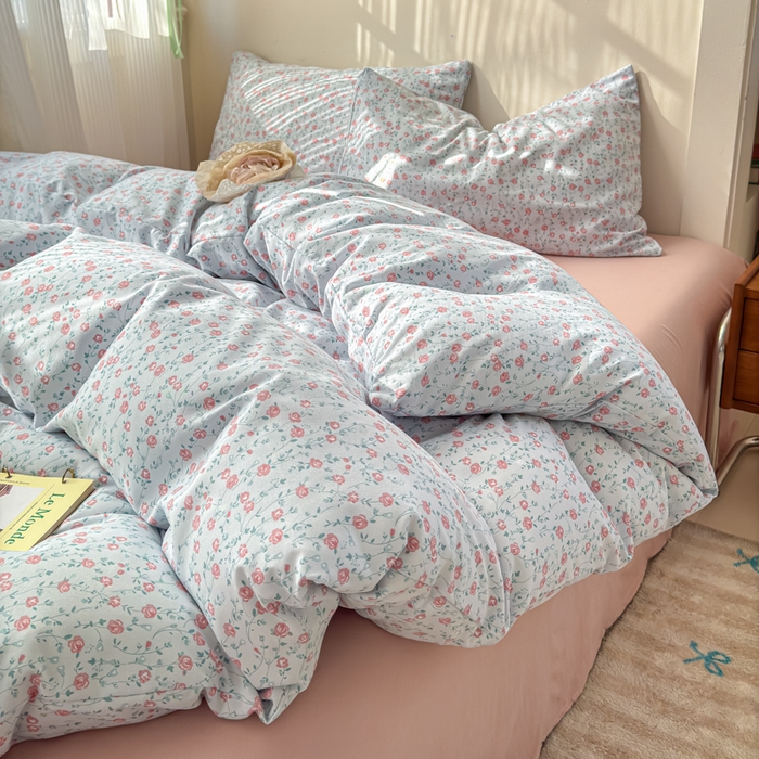 91家纺网 家纺一手货源 找家纺 冕悠家纺 2025新款热款A类高克重针织双层纱四件套系列 （提供买家秀） 馥郁玫瑰