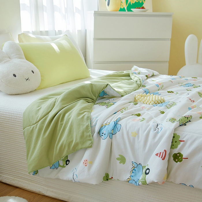 91家纺网 家纺一手货源 找家纺 梦恬佳 2025新款A类水洗皱皱棉夏凉被 恐龙乐园