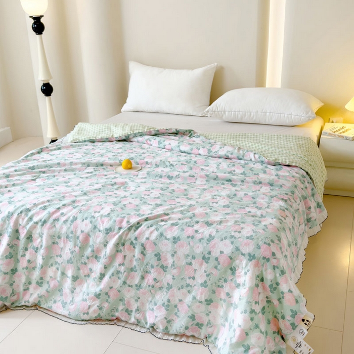 91家纺网 家纺一手货源 找家纺 眠多宝 2025新款亲肤舒适水洗棉花边夏被 知风