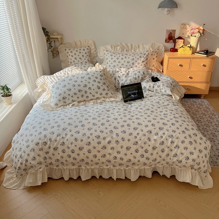 91家纺网 家纺一手货源 找家纺 （总）六巷胡同 2025新款韩式复古博主风小碎花花边款四件套