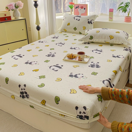 2025新款亲肤舒适全棉印花单床笠系列 字母熊猫