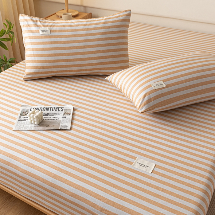 91家纺网 家纺一手货源 找家纺 梵克保罗 2025新款亲肤舒适全棉印花系列床笠 美拉德橘