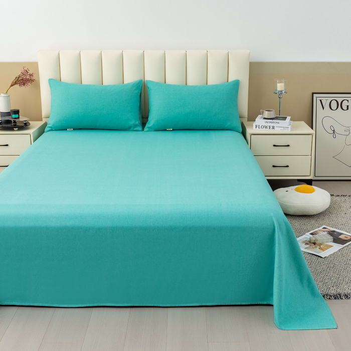 91家纺网 家纺一手货源 找家纺 2025新款老粗布床单老粗布凉席系列-凉席 宝石-青