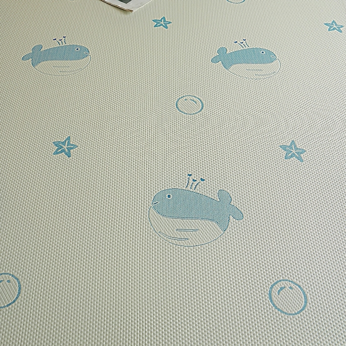 91家纺网 家纺一手货源 找家纺 柔品2025新款PE中分子凉感提花凉席系列 蓝鲸 奶绿-床席款