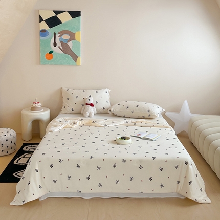 一加一 2025A类牛奶丝针织棉印花大豆夏被 蝴蝶结