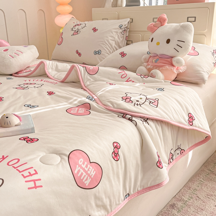 91家纺网 家纺一手货源 找家纺 暮思家居 2025新款正版授权三丽鸥A类牛奶针织棉夏被子被芯 针织棉-公主KT