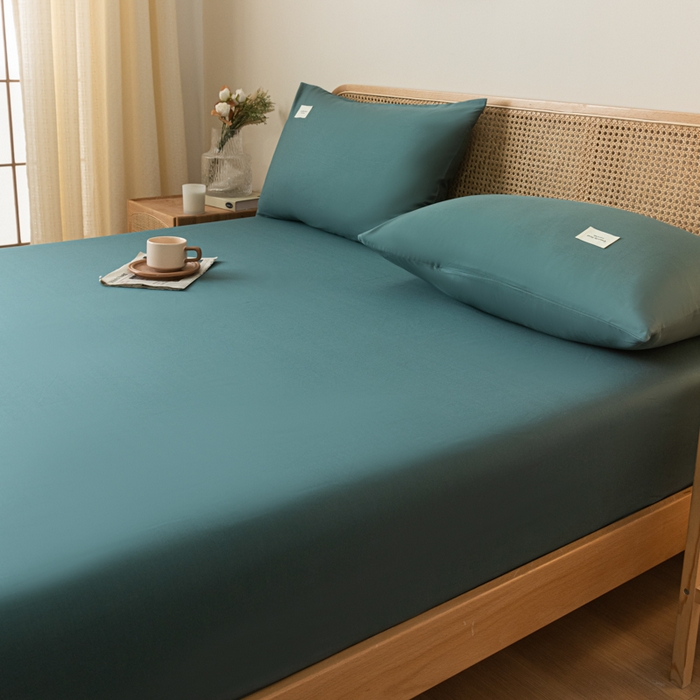 91家纺网 家纺一手货源 找家纺 梵克保罗 2025新款亲肤舒适全棉13372喷气床笠 墨子绿