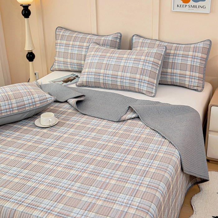 91家纺网 家纺一手货源 找家纺 情煊家纺 2025新款双面全棉夹棉床盖三件套 品质生活