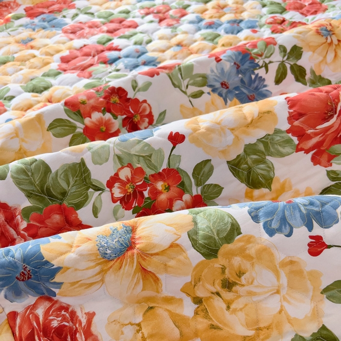 91家纺网 家纺一手货源 找家纺 2025新款全棉夹棉床裙 锦绣年华