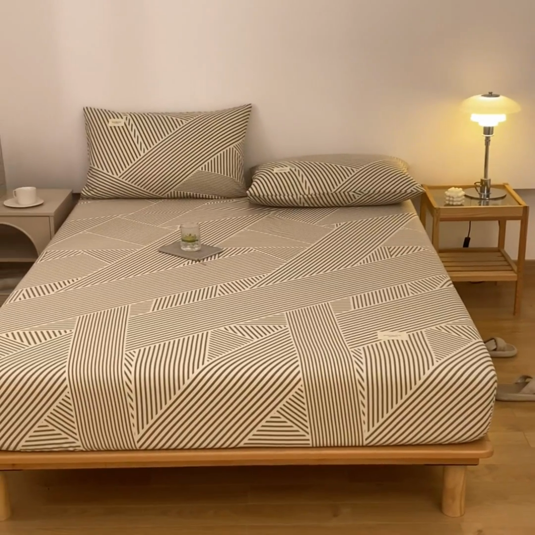 91家纺网 家纺一手货源 找家纺 梵克保罗 2025新款亲肤舒适全棉印花系列床笠 简尚