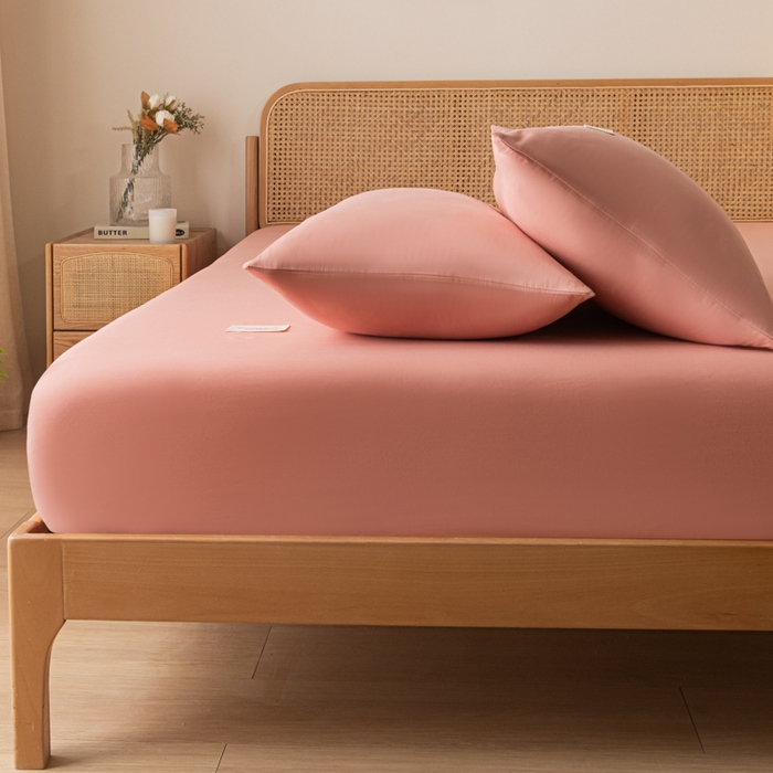 91家纺网 家纺一手货源 找家纺 梵克保罗 2025新款亲肤舒适全棉13372喷气床笠 香妃粉