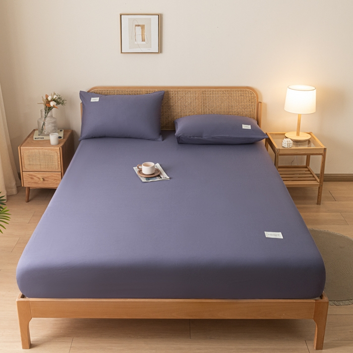 91家纺网 家纺一手货源 找家纺 梵克保罗 2025新款亲肤舒适全棉13372喷气纯色单枕套 帝王紫