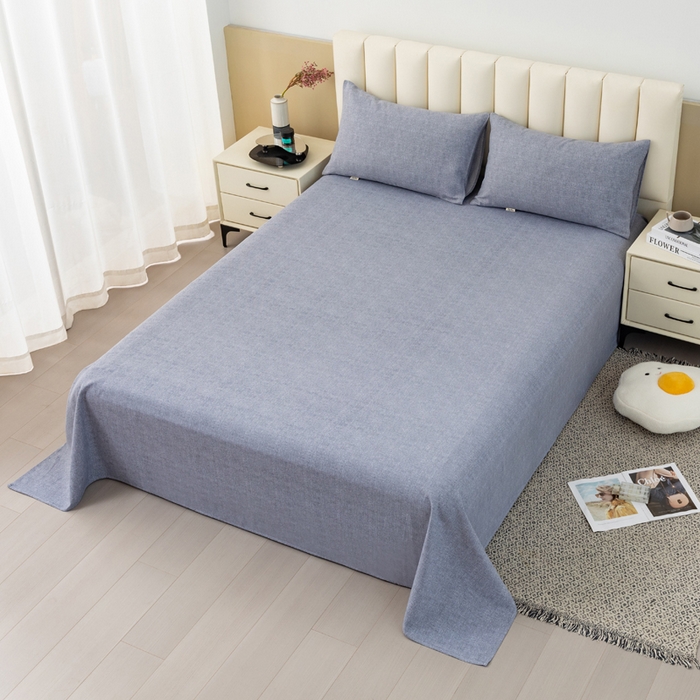 91家纺网 家纺一手货源 找家纺 2025新款老粗布床单老粗布凉席系列-凉席 浅灰