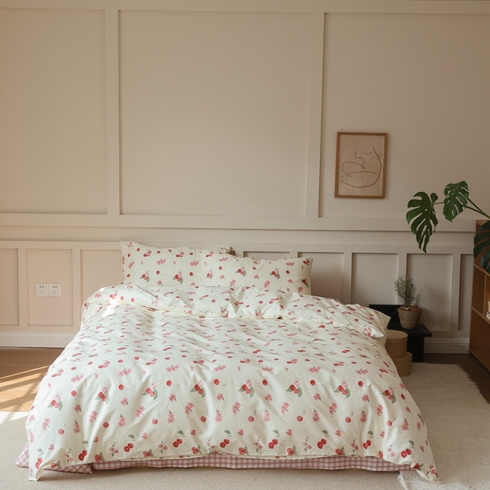 91家纺网 家纺一手货源 找家纺 棉眠 2025新款春夏花间牧歌田园系列四件套 蜜糖水晶