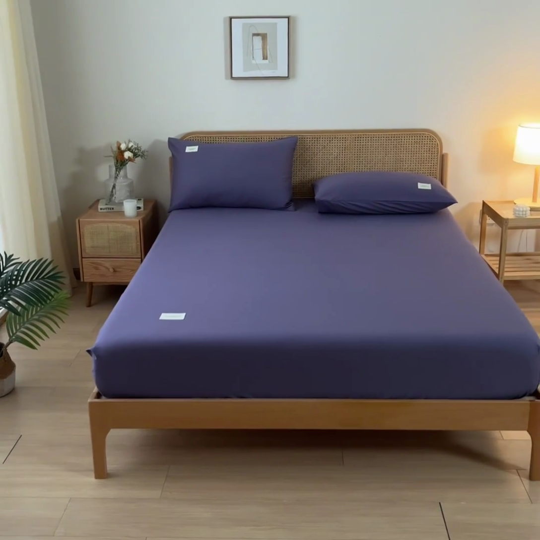 91家纺网 家纺一手货源 找家纺 梵克保罗 2025新款亲肤舒适全棉13372喷气床笠 帝王紫