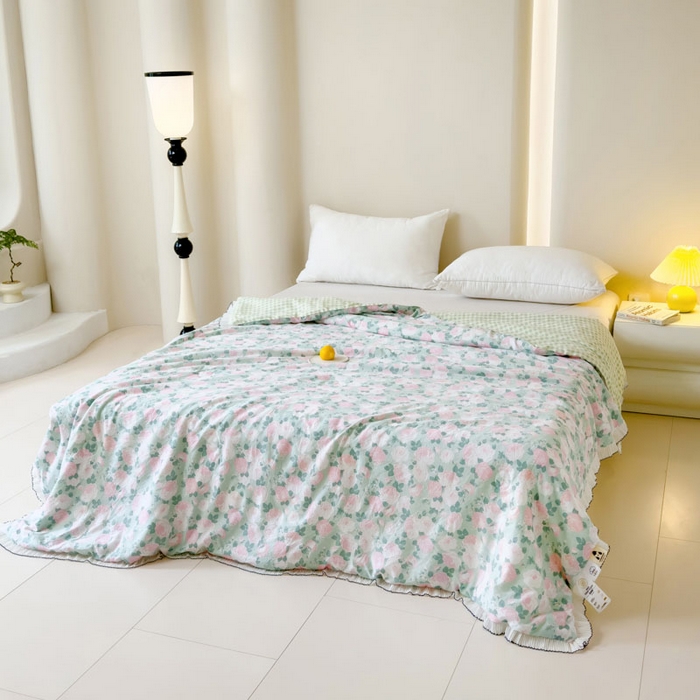 91家纺网 家纺一手货源 找家纺 眠多宝 2025新款亲肤舒适水洗棉花边夏被 知风