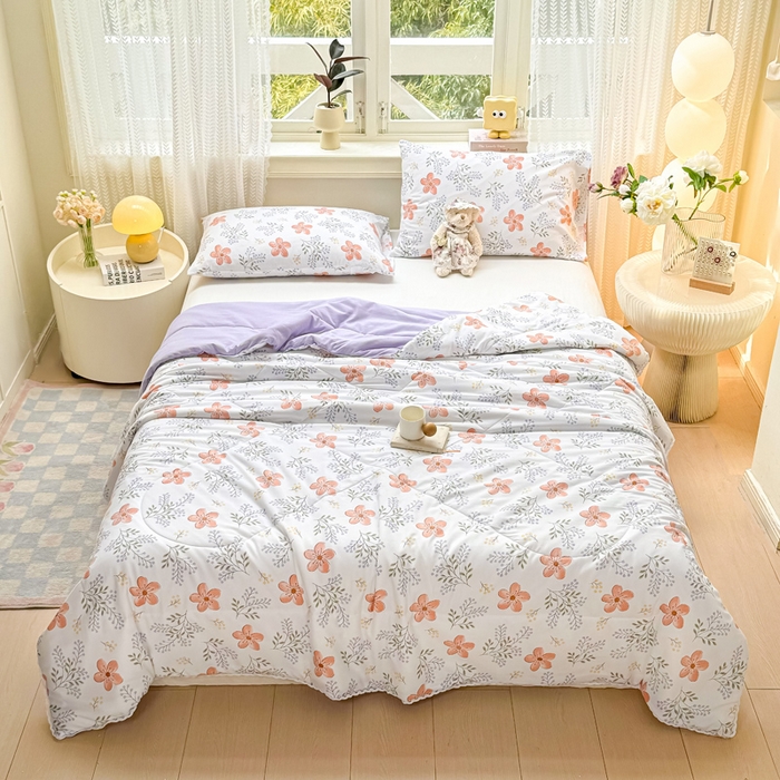 91家纺网 家纺一手货源 找家纺 穆琪 2025新款小花边印花夏被小清新夏凉被 花颜-小花边