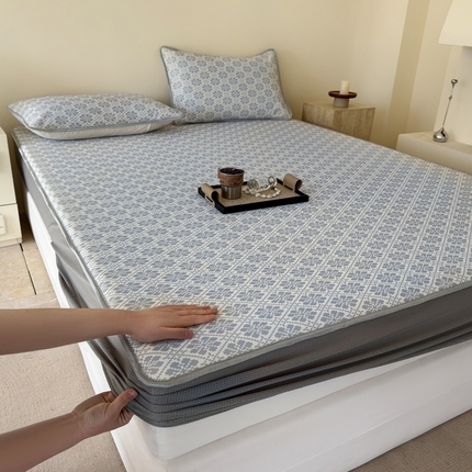 91家纺网 家纺一手货源 找家纺 莱登卡奴 2025新款A类300D冰丝凉席床笠款系列 繁花