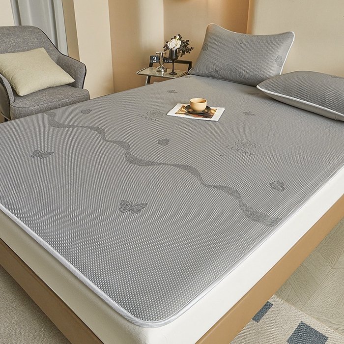 91家纺网 家纺一手货源 找家纺 柔品2025新款PE中分子凉感提花凉席系列 蝶舞-床席款