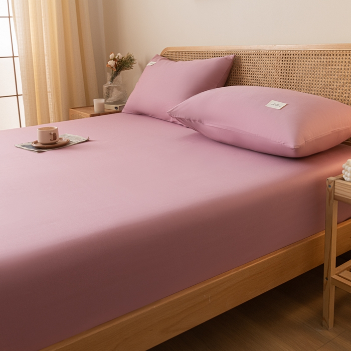 91家纺网 家纺一手货源 找家纺 梵克保罗 2025新款亲肤舒适全棉13372喷气床笠 紫豆沙