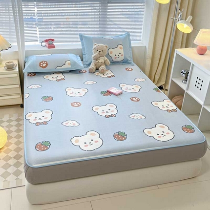 91家纺网 家纺一手货源 找家纺 （总）鑫琪莱家纺 2025新款数码印花加密冰藤凉席三件套