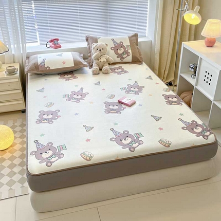 鑫琪莱家纺 2025新款数码印花加密冰藤凉席三件套 床笠款-生日派对