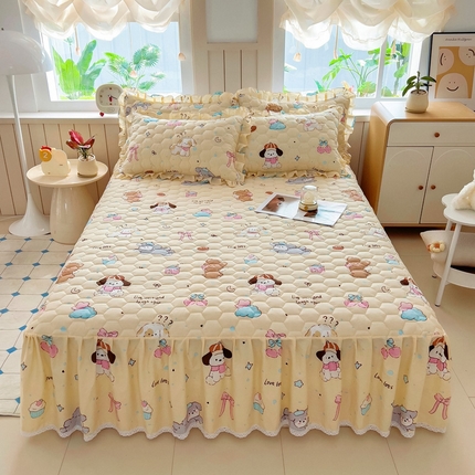 91家纺网 家纺一手货源 找家纺 （总）2025新款全棉夹棉床裙全棉床裙