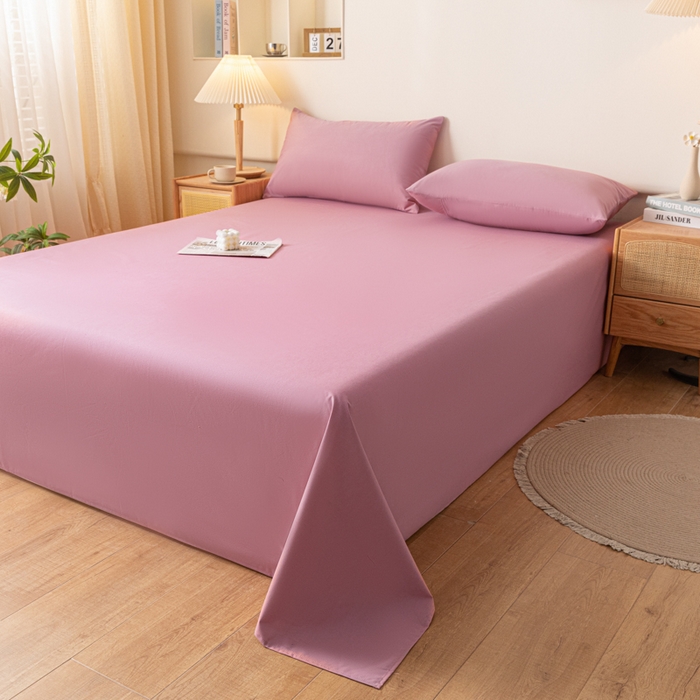 91家纺网 家纺一手货源 找家纺 梵克保罗 2025新款亲肤舒适防水纯色床单 C-豆沙