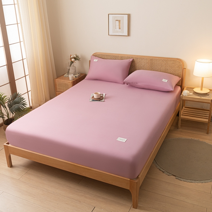 91家纺网 家纺一手货源 找家纺 梵克保罗 2025新款亲肤舒适全棉13372喷气床笠 紫豆沙