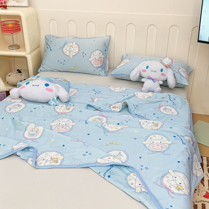 91家纺网 家纺一手货源 找家纺 暮思家居 2025新款正版授权三丽鸥A类牛奶针织棉夏被子被芯 针织棉-蓝色玉桂狗