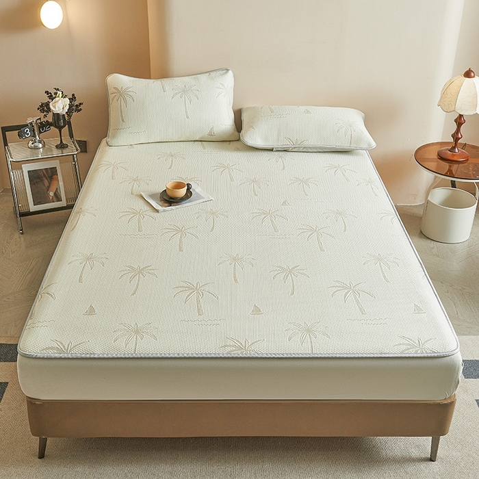 91家纺网 家纺一手货源 找家纺 柔品2025新款PE中分子凉感提花凉席系列 椰林-床席款