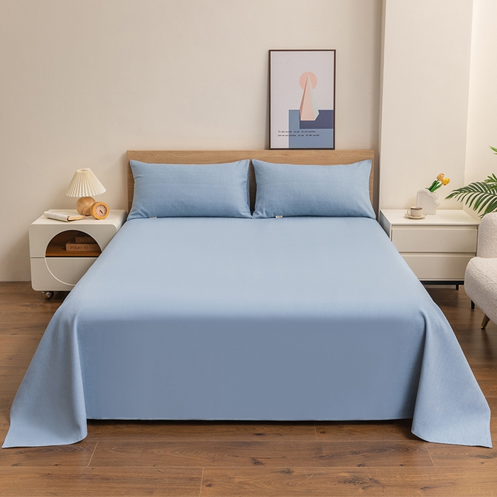 91家纺网 家纺一手货源 找家纺 2025新款老粗布床单老粗布凉席系列-凉席 浅蓝