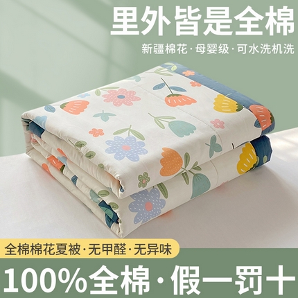 91家纺网 家纺一手货源 找家纺 （自己工厂 有网销大热款 网销帮推可合作优惠）2025新款全棉夏被空调被夏凉被纯棉夏季儿童棉花薄被子 落落繁花