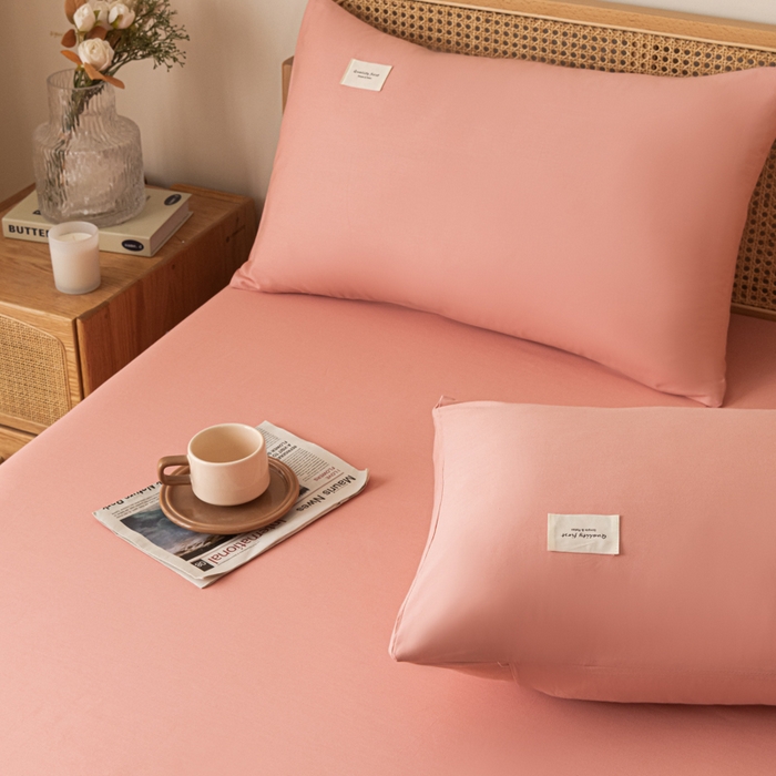 91家纺网 家纺一手货源 找家纺 梵克保罗 2025新款亲肤舒适全棉13372喷气纯色单枕套 香妃粉