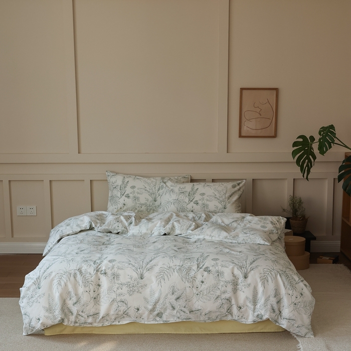 91家纺网 家纺一手货源 找家纺 棉眠 2025新款春夏花间牧歌田园系列四件套 仲夏雨夜