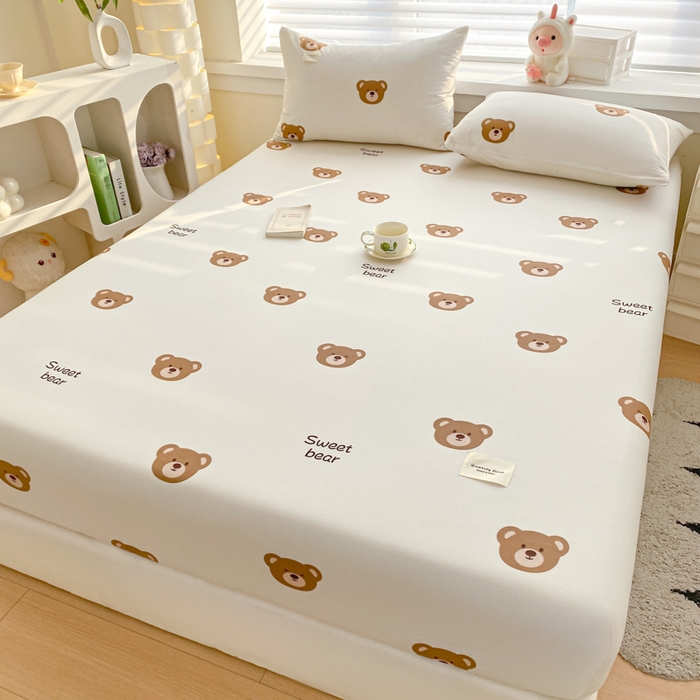 91家纺网 家纺一手货源 找家纺 梵克保罗 2025新款亲肤舒适全棉印花系列床笠 小熊熊