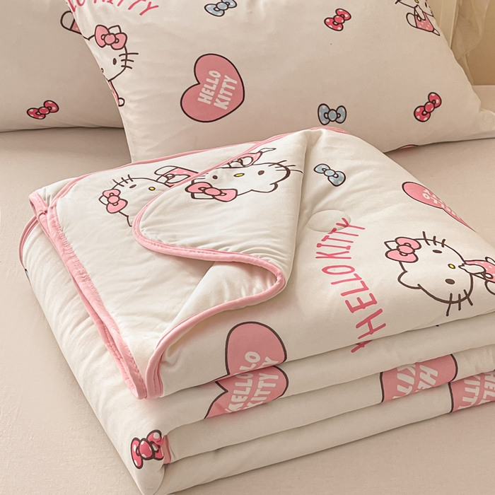 91家纺网 家纺一手货源 找家纺 暮思家居 2025新款正版授权三丽鸥A类牛奶针织棉夏被子被芯 针织棉-公主KT