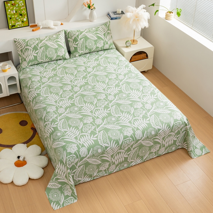 91家纺网 家纺一手货源 找家纺 2025新款老粗布床单老粗布凉席系列-凉席 绿意盎然