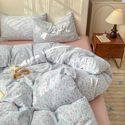 冕悠家纺 2025新款热款A类高克重针织双层纱四件套系列 （提供买家秀） 馥郁玫瑰