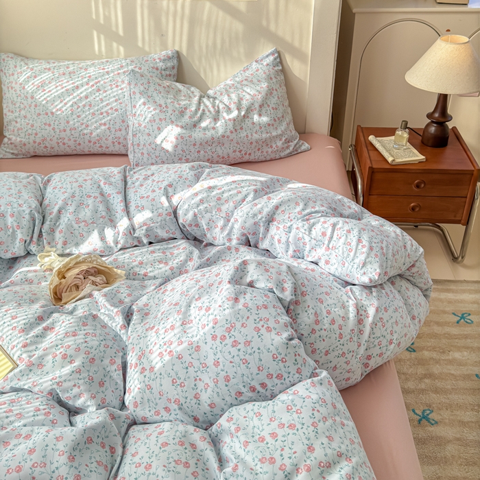 91家纺网 家纺一手货源 找家纺 冕悠家纺 2025新款热款A类高克重针织双层纱四件套系列 （提供买家秀） 馥郁玫瑰